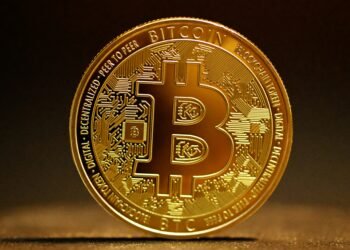 A single Bitcoin standing alone, representing solo Bitcoin mining