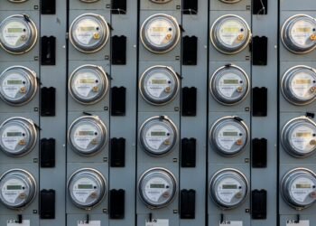 Electric meter used to track home power usage for calculating Bitcoin mining electricity costs